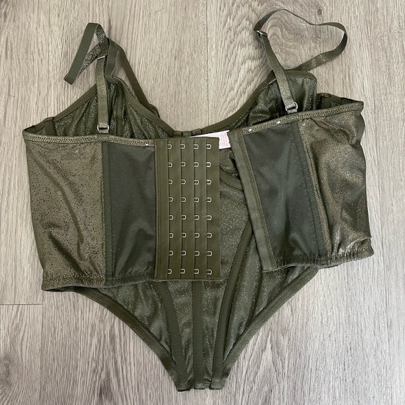 SAVAGE X FENTY Olive Green Gold Going Platinum Mesh Bustier Adjustable - Picture 11 of 13